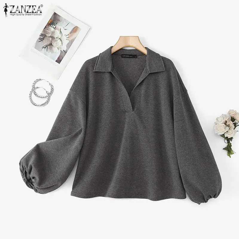 بلوزات نسائية أنيقة من ZANZEA بلوفرات عصرية بأكمام واسعة وأكمام طويلة وطية صدر السترة سترات متينة غير رسمية ملابس خروج للعمل