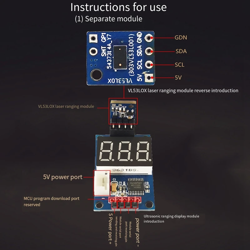 VL53L0X Laser Ranging Module Tof Ranging Time-Of-Flight Ranging Multifunction Portable Sensor Module Durable Easy To Use