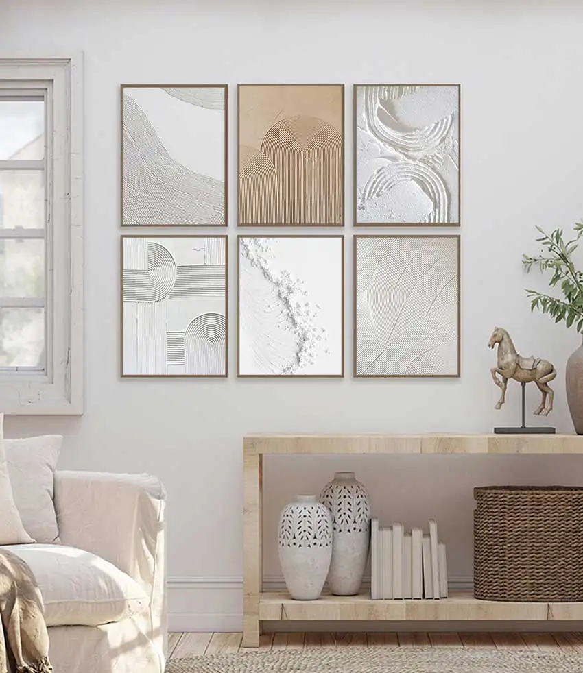 Conceptual White Line Abstract Canvas Painting Living Room Modern Wall Art Home Decoration Frameless