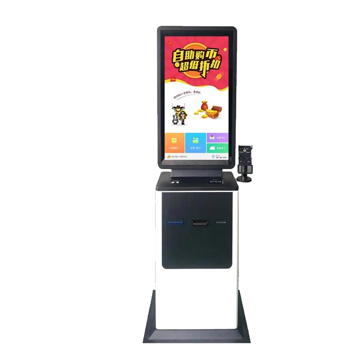 27-32 Inch Self-Service Touch Screen Kiosk Banknote Deposit Bill Acceptor Restaurant Ordering Terminal Cash Payment Kiosk Banks