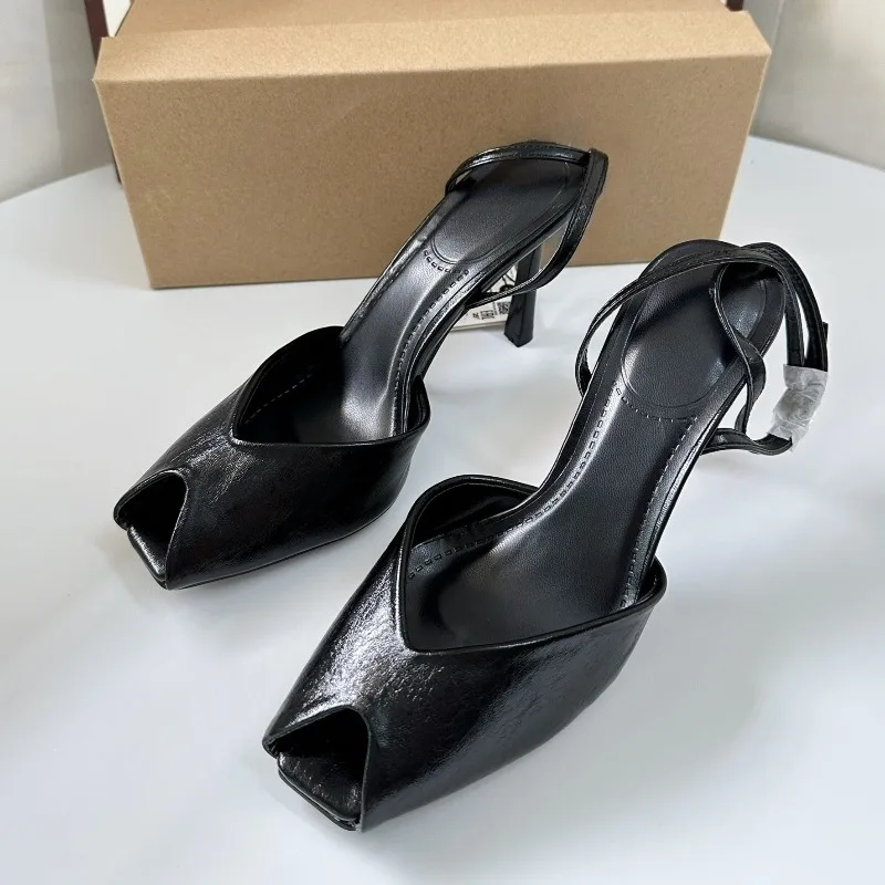 اللمحة تو عالية الكعب النساء صنادل طراز جلاديتور لينة بولي Leather جلد أنيق الكاحل الأشرطة الفاخرة تصميم مكتب سيدة الزفاف حذاء زفاف #2