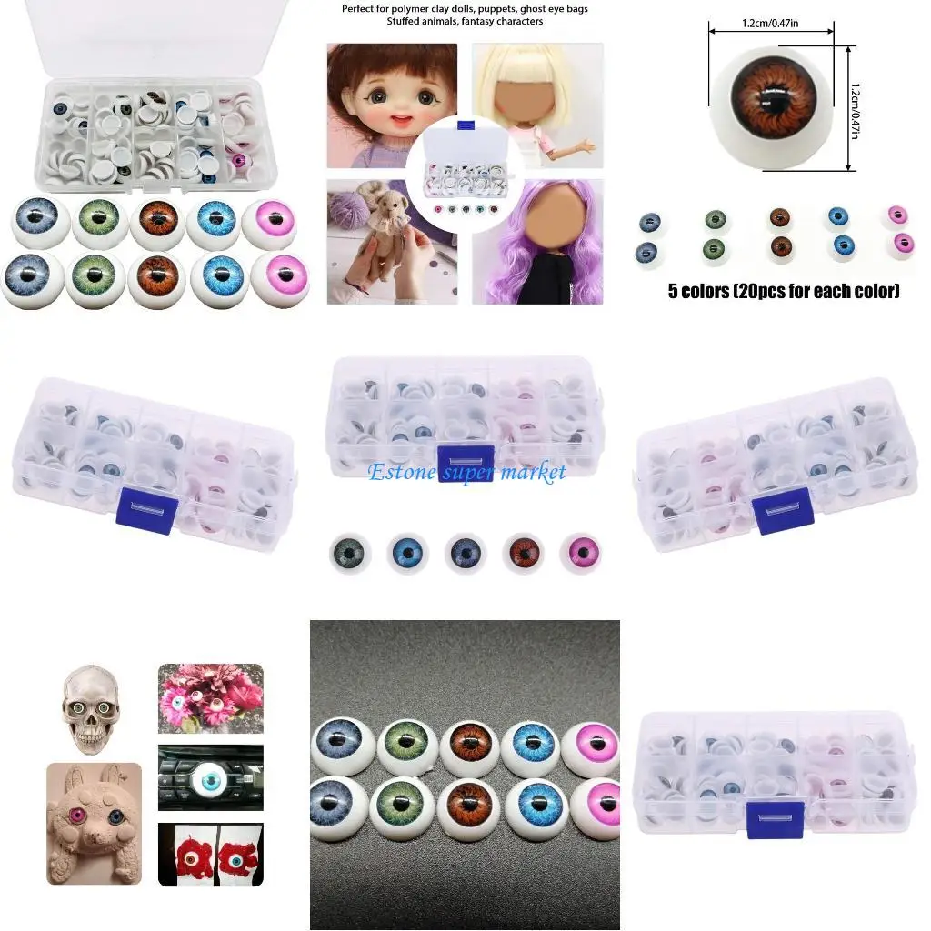 

090B 100 шт. 12 мм смоляные глаза куклы реалистичные блестящие глазные яблоки для изготовления кукол ремесленная игрушка