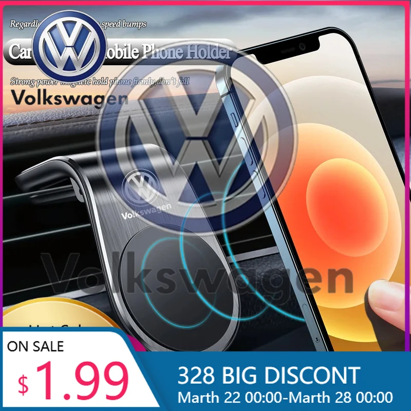 

Новинка 2026: Магнитный держатель для телефона в автомобиль, металлическая подставка для Volkswagen T-ROC, Polo, Tiguan