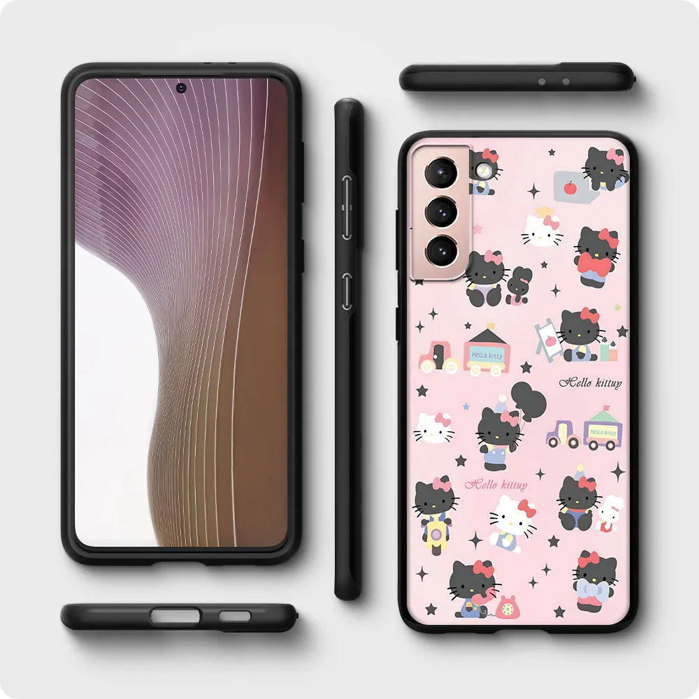 Hello Kitty Kawaii KT Cat Case for Samsung Galaxy S23 S10e S10 S21 FE S22 S9 S24 Ultra S20 Plus Soft Black TPU Phone Cover image 3