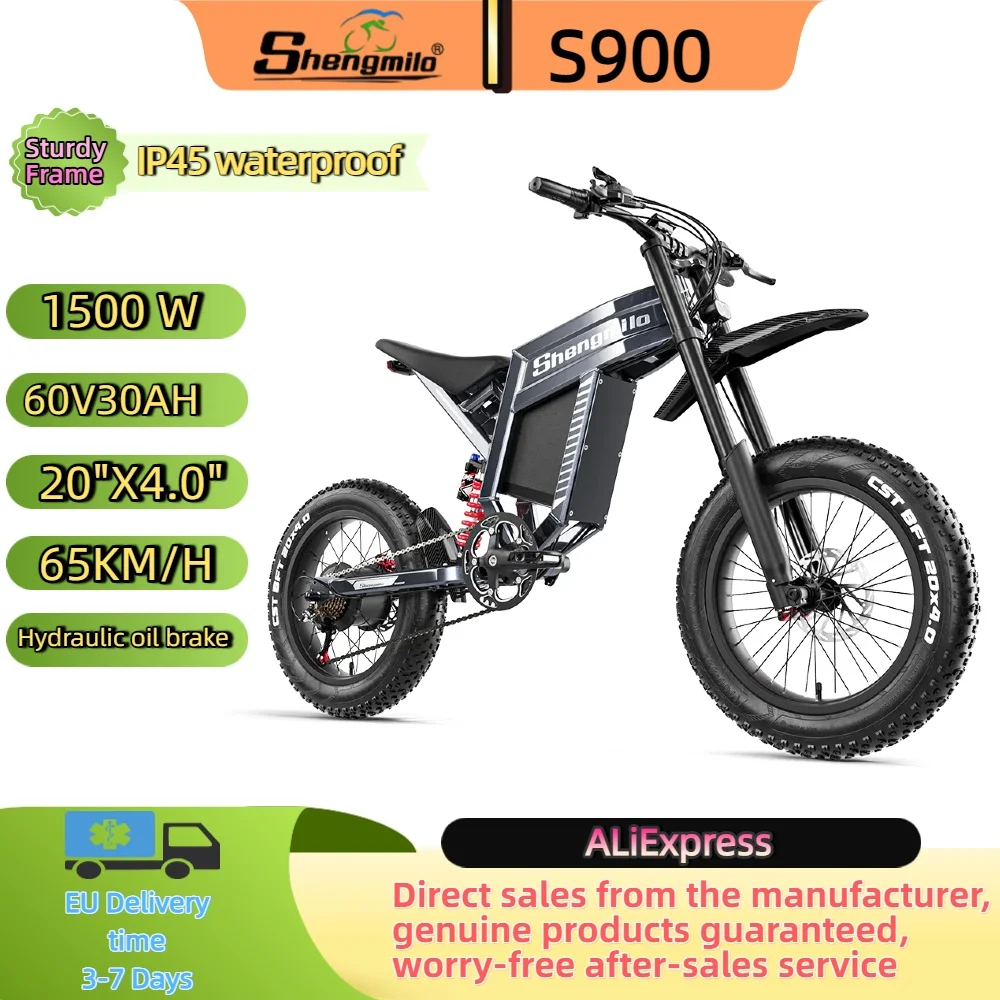 Bici elettrica per adulti Shengmilo S900 1500W Mountain Off-Road Moto 60V30Ah Batteria 20*4.0 pollici Fat Tire E-bike Bicicletta