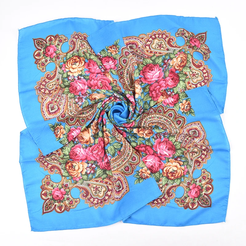 Autumn and Winter New Ethnic Style Scarf Flower Square Scarf Cotton Linen Scarf Fashionable and Versatile Shawl for Women