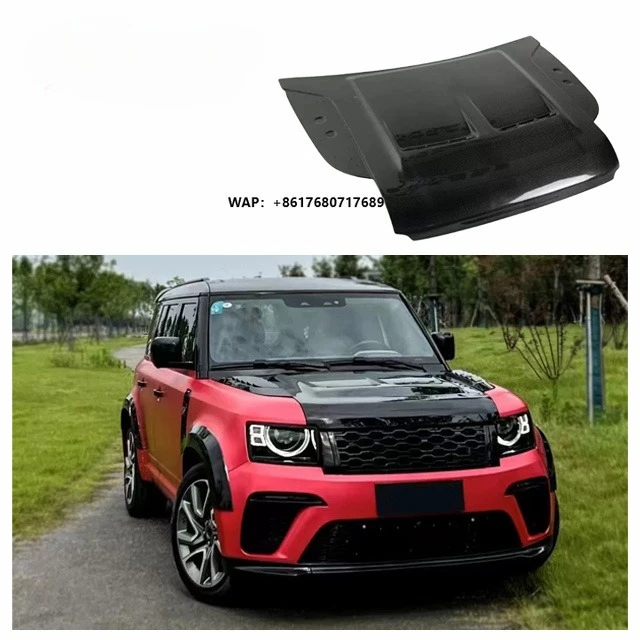 For  Defender L663 Upgrade SVR Style Dry Carbon Fiber Hood Body Kit Defender 90 110 130 Prepreg Carbon Fiber Hood