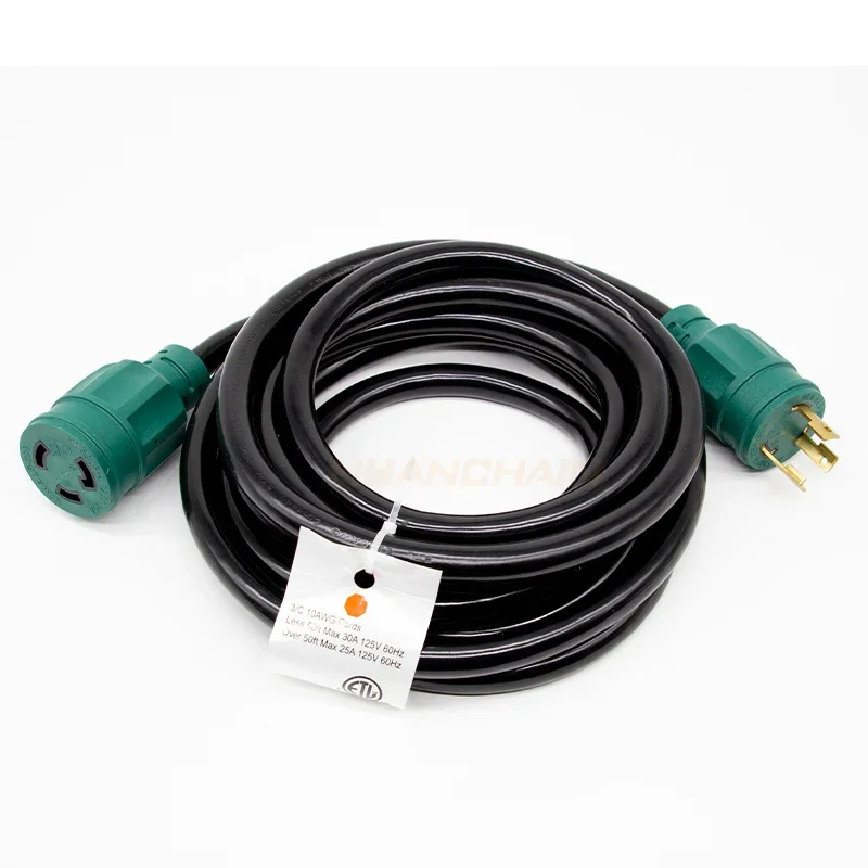 L5-30P to L5-30R 250V 10/3 electric extension cord 25 meter for generator