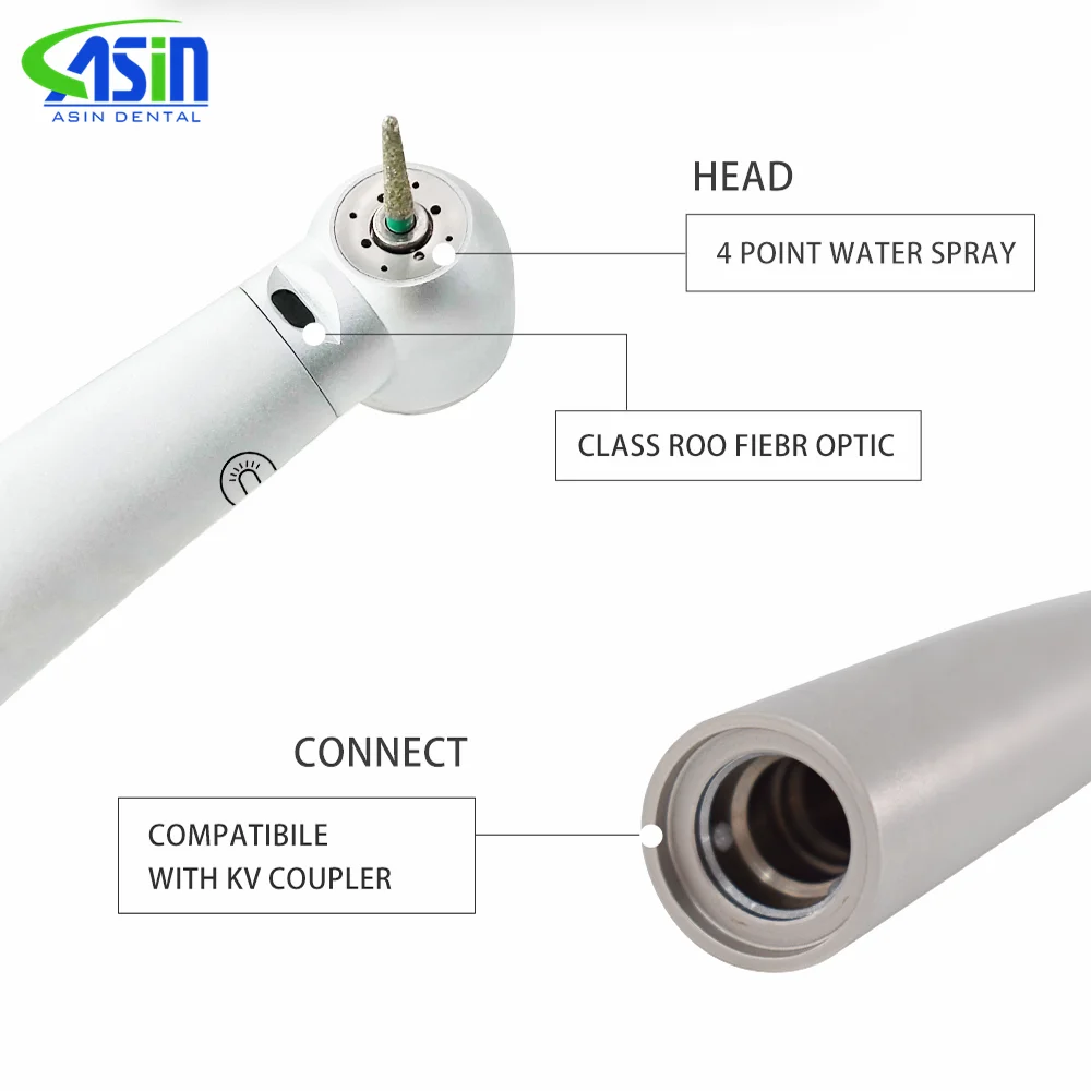 Dental Fiber Optic LED High Speed Air Turbine Handpiec Handpiece Compatible for KaVo Quick Coupling Dentistry Tools DEASIN