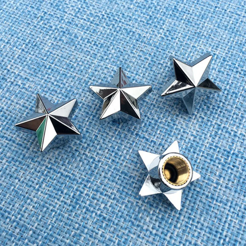 4Pcs Star Style Copper Core Car Tire Valve Caps Dust Covers Universal Pentagram Shaped Car Styling for Universal Cars Motorcycle