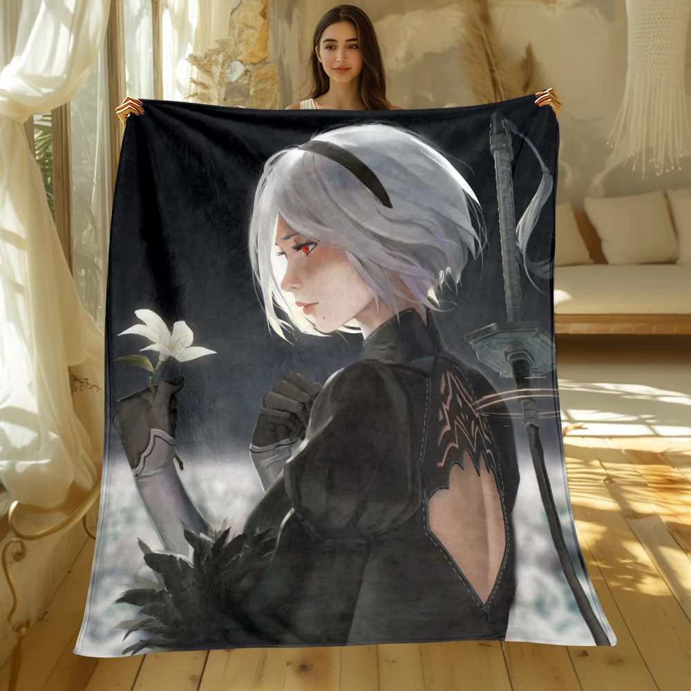 

1pc NIER Print Four Seasons Blanket Sofa Bed Cover Soft and Fluffy Blanket Soft Warm Flannel Throw Blanket Gift Art