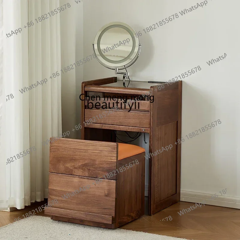D178 Y North American black walnut dresser chest integrated solid wood bedroom makeup table small makeup table desk