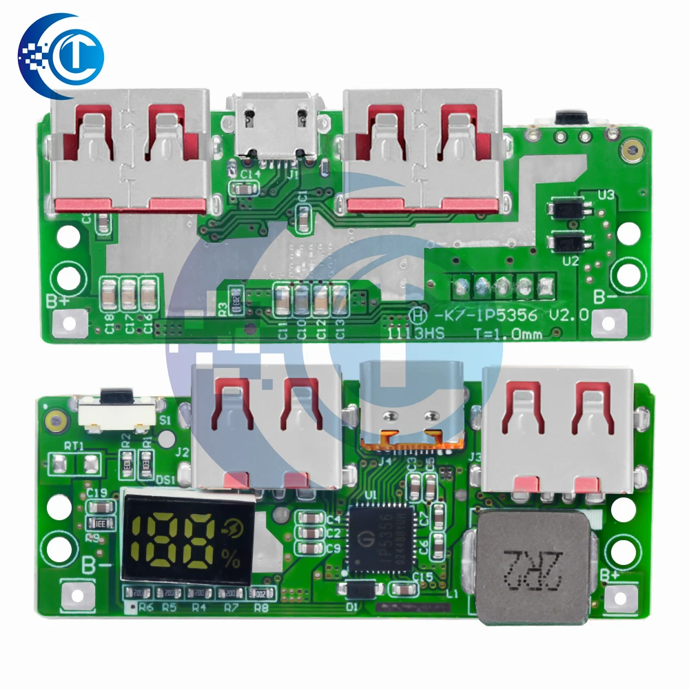 5V 3A Lithium Battery Digital Display Fast Charging Module IP5356 TYPE-C Micro USB QC3.0 2.0 PD3.0 PD2.0/AFC/FCP