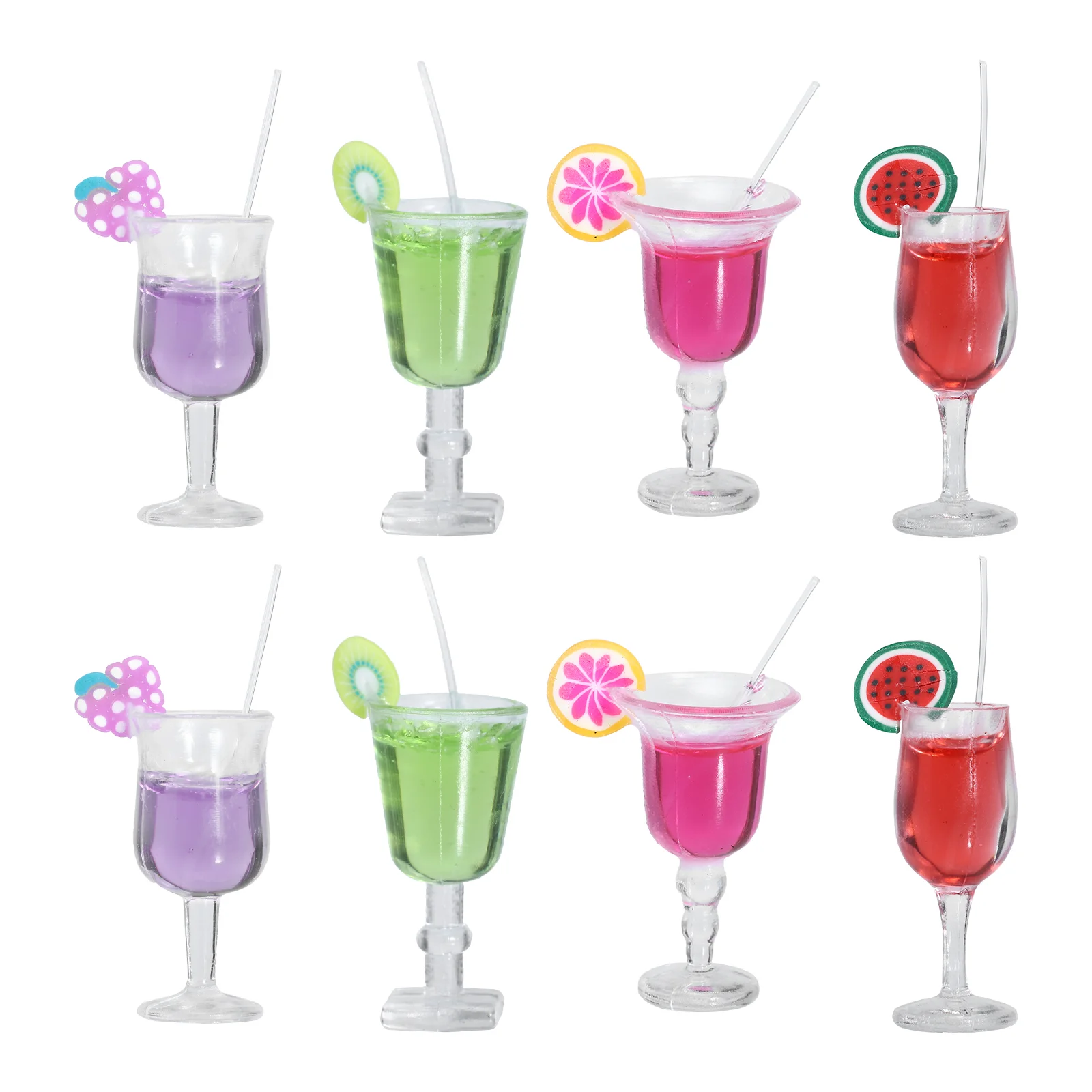 

8 Pcs Fruit Cocktail Model Design Miniature Cup Models Glasses Ornament Scene Decors Resin House Accessory Decoration