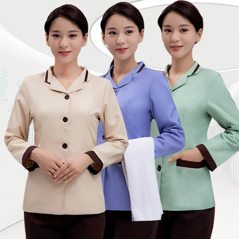 Long Sleeve Cleaning Uniform for Women Hotel Guest Room CleanerPAWorkwear for Property Management Ladies in Autumn and Winter