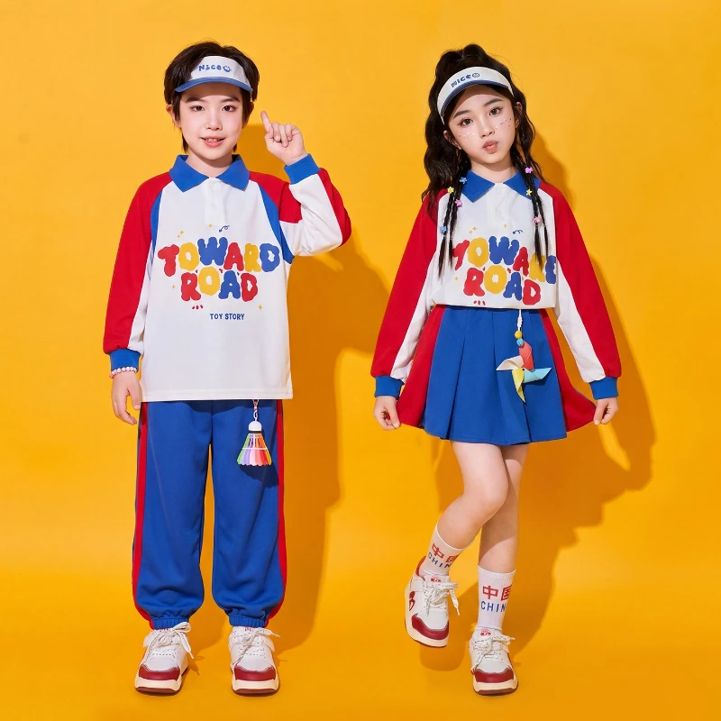 新作の男の子向けヒップホップ衣装セット、女の子向け長袖トップス、カジュアルパンツ、ジャズダンスパフォーマンス衣装、グループダンス衣装、ボールルームダンス衣装、ストリートダンス衣装。