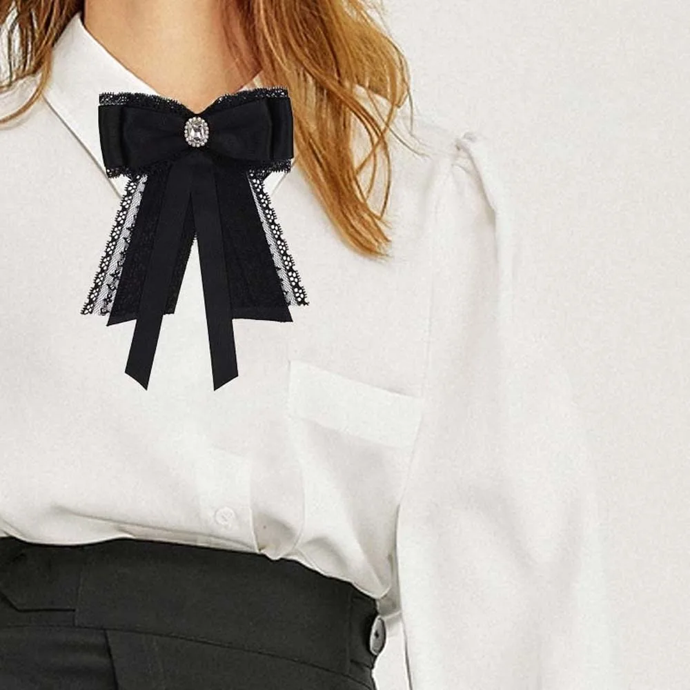 

Украшение одежды, галстук со стразами и жемчугом, черная брошь, кружевной галстук ручной работы из бисера, кисточки, геометрическое украшение, рубашка, галстук для студентов