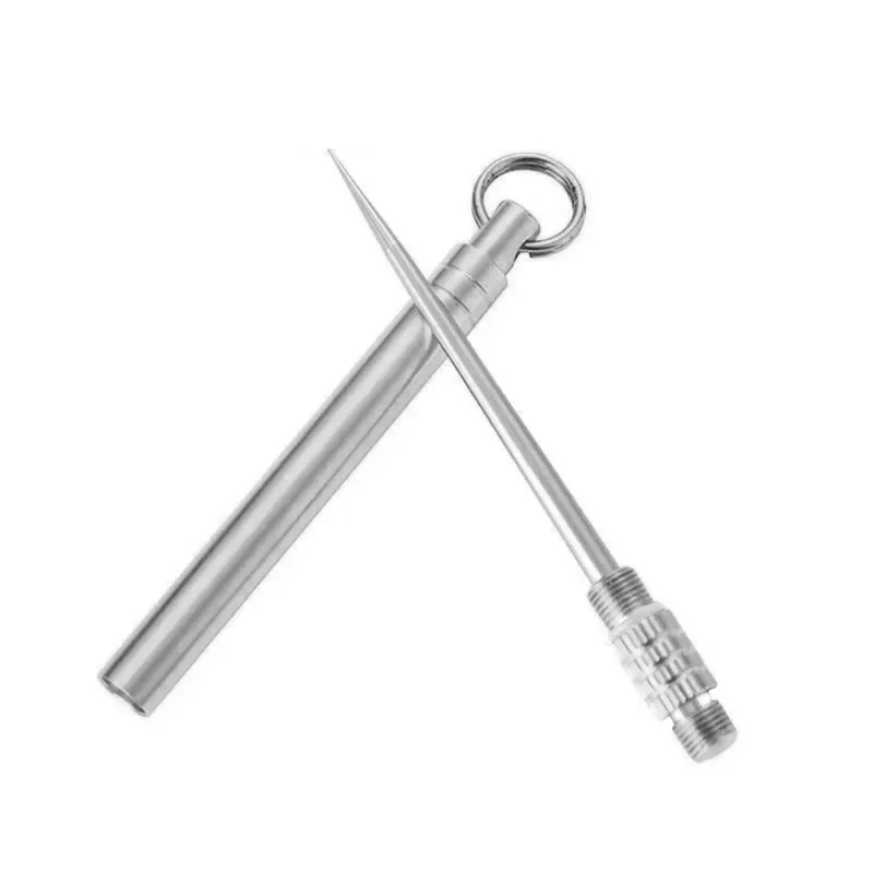 Multifunction Metal Toothpick Travel Toothpick Portable Stainless Steel Fruit Fork Tooth Cleaning Accessory With Holder