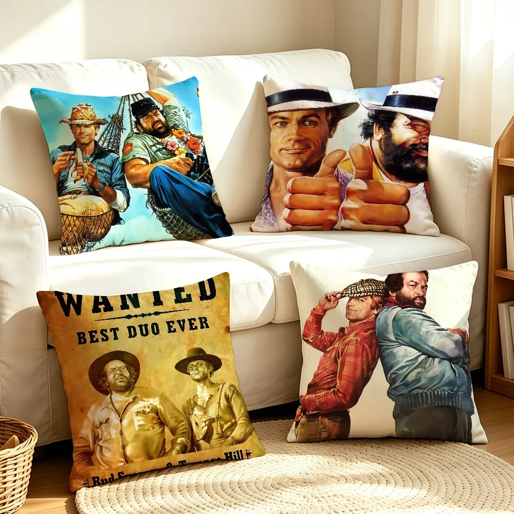 T-Terence Hill and Bud Spencer cushion cover Bedding Office Cover Cushion Casual Couch Decor for Sofa Living Room Gift