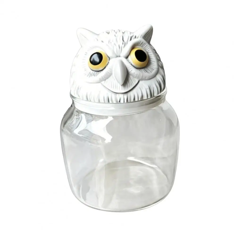 Dust-proof Kitchen Jar Glass Spice Container Moisture Proof Glass Spice Storage Jars with Witch Hat Owl Lids for Coffee