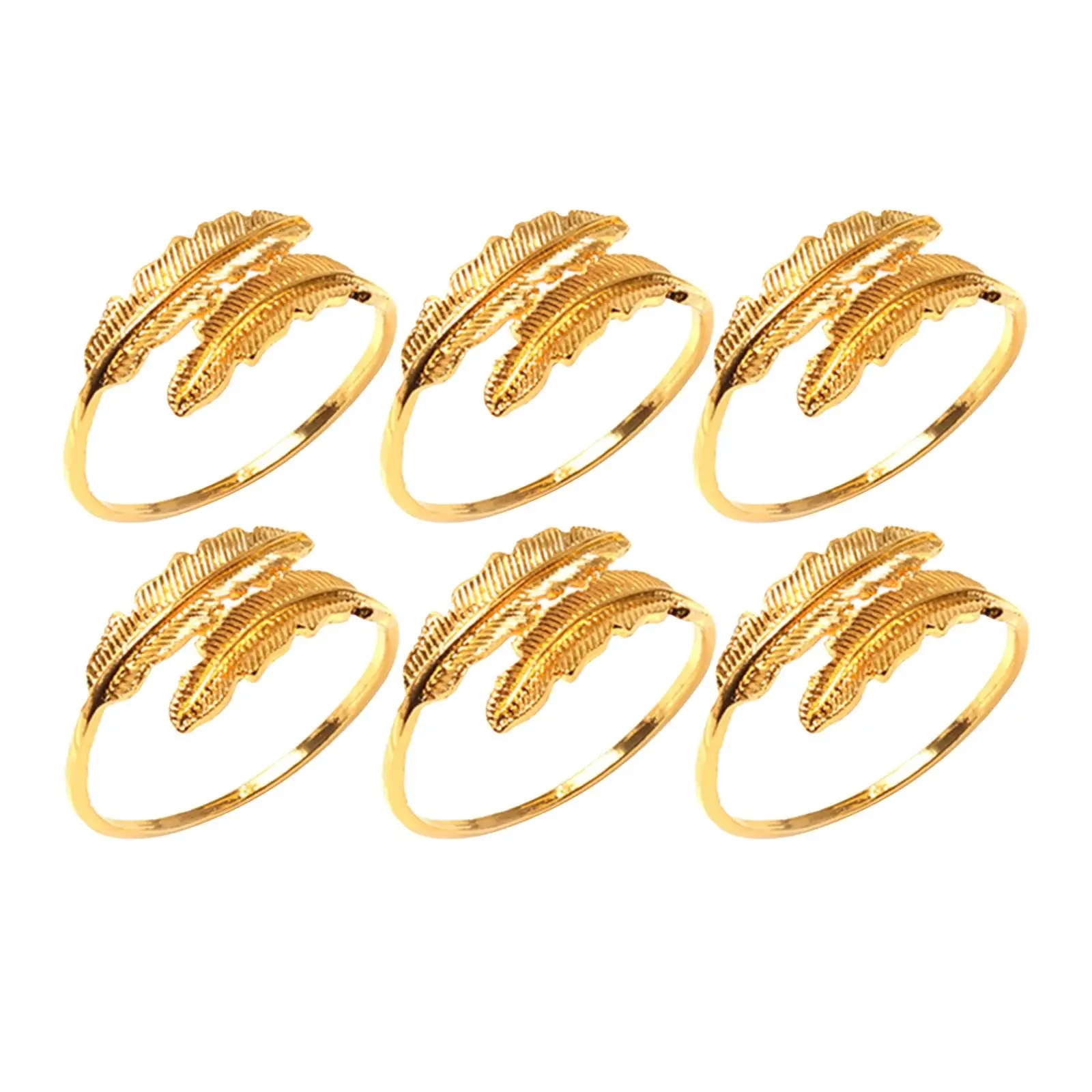 Feather Napkin Ring Western Iron All-Seasonal 4cm Diameter Set of 6 Loop Holders for Hotel Table decor Anniversary Adornment