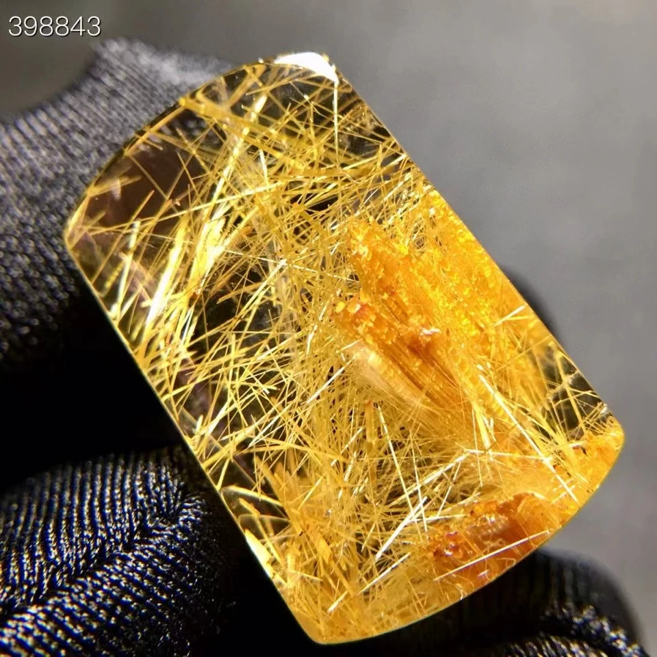 

Natural Gold Rutilated Quartz Pendant Rectangle Rutilated Quartz Jewelry 23.1*14.7*7.3mm Men Women Brazil AAAAAAA