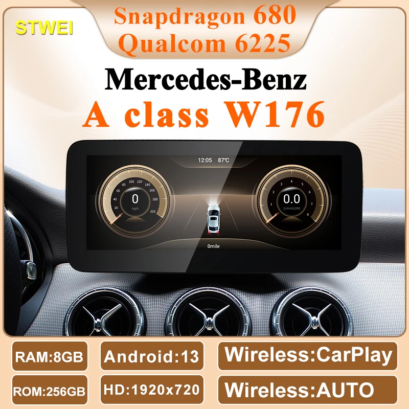 2024 New Qualcomm6225 Snapdragon680 Andorid13 Car Multiemedia Players For Mercedes Benz A Class W176 CarPlay AUTO Video GPS Navi