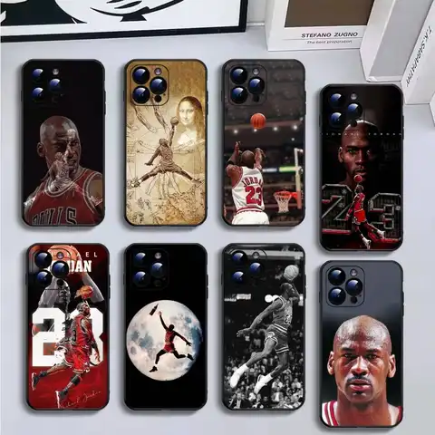 basketball Michael Jordan Phone Case For iPhone17,16,15,14,13,12,11 Plus,Pro Max,Soft Black Cover