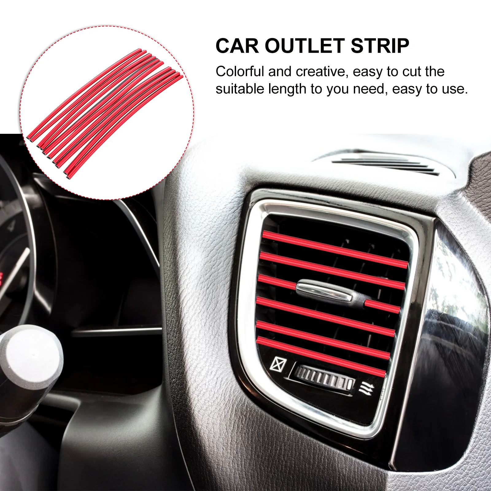

40Pcs Car Outlet Strips Red Air-Conditioning Outlet Clamp Strip Durable Flexible Car Decorative Strip for Interior Decor