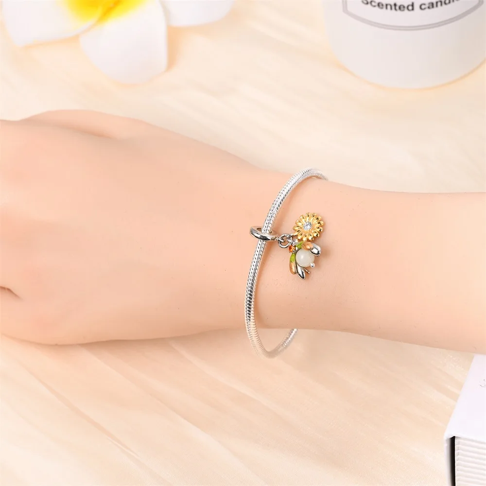 925 فضة سحر الأصلي اليراع أقحوان الخرز صالح سوار مجوهرات Diy سيدة هدية التبعي