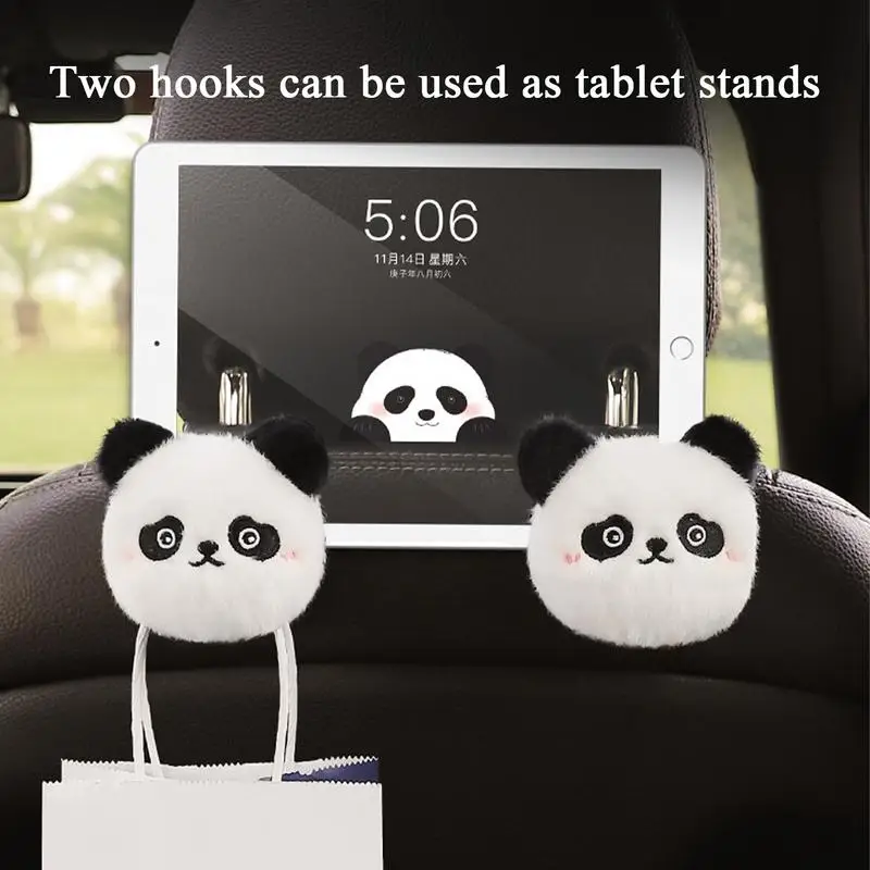 Hooks For Car Cute Panda Car Seat Headrest Hanger Multifunctional Headrest Hook For Car Garbage Bag Holder For Car Headrest Hook