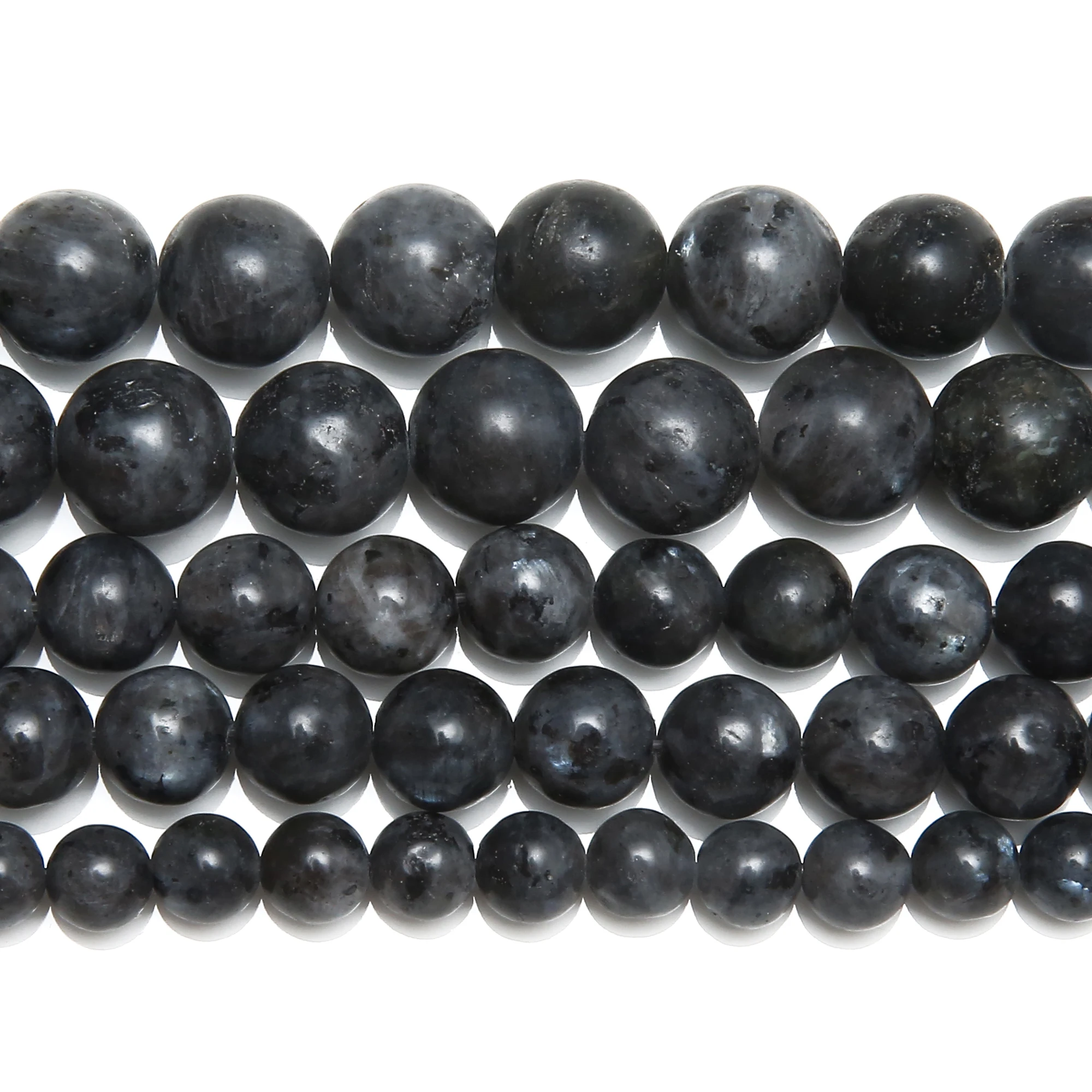 Natural Stone Black larvikite Labradorite Round Beads 15\