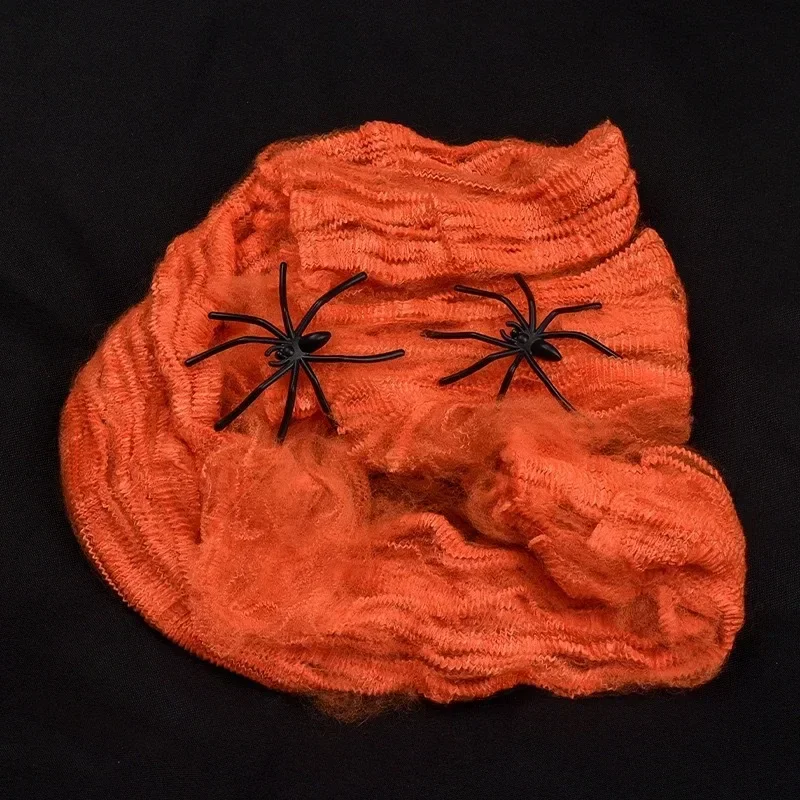 Halloween künstliches dehnbares Spinnennetz mit Spinnen Dekoration für Gothic Geisterhaus Party Horror gruselige Requisiten Accessoires realistisch langlebig perfekt für Innen Außen Halloween Partys und schaurige Dekor – Detail 27