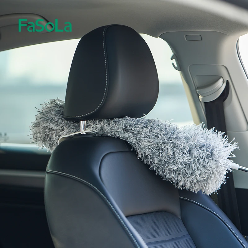 FaSoLa Home Clean PP Feather Telescopic Duster Car Microfiber Duster Cleaning Fan Duster with Extendable Pole Bendable Head