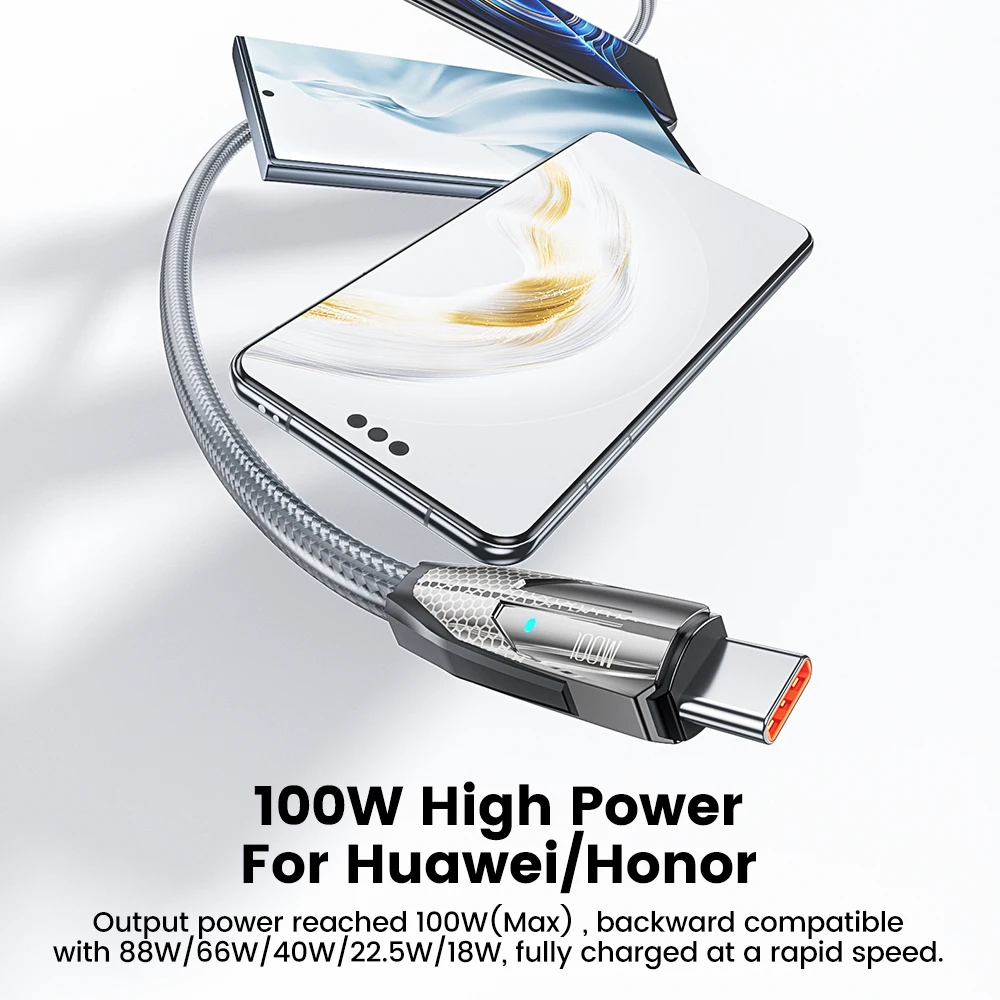Toocki Zin Alloy USB Type C Cable 100W 6A Fast Charging for Huawei Mate50 P50 Honor Xiaomi Samsung USB C Charger Cord Data Wire