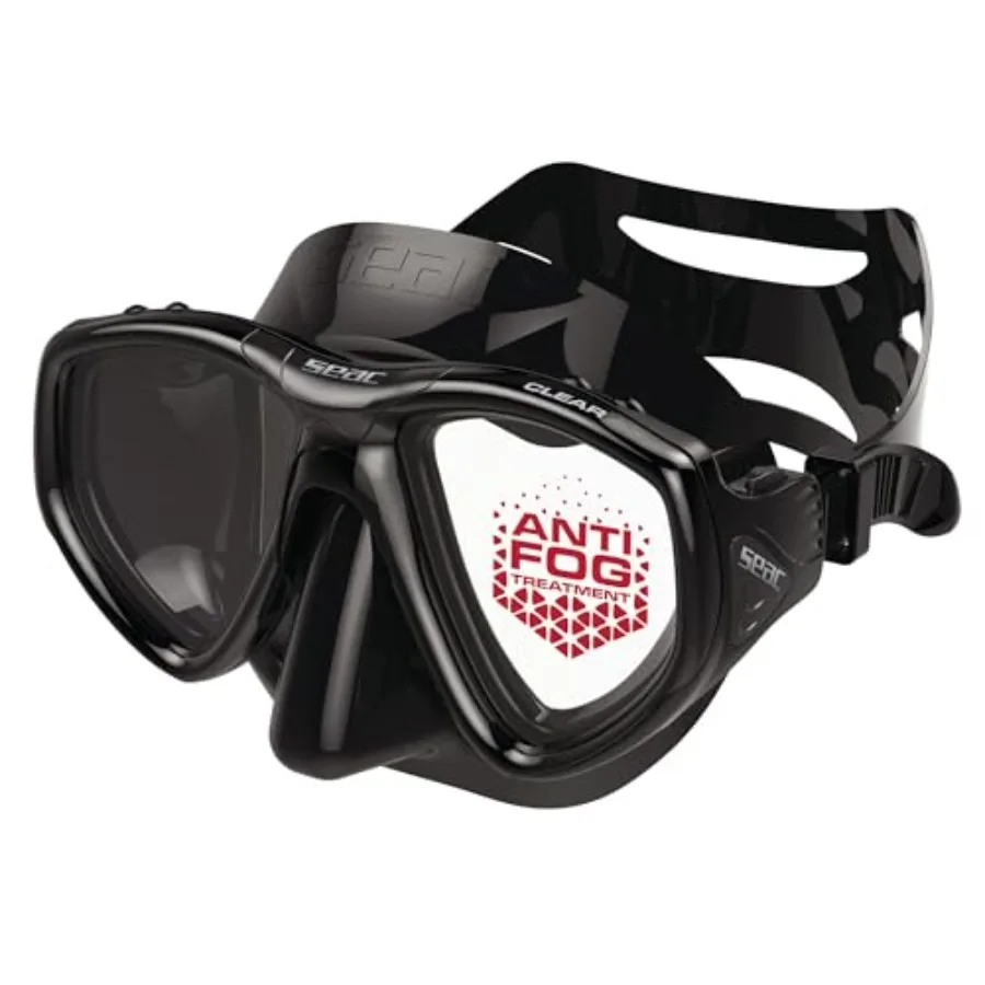 

Diving and snorkeling silicone dual-lens antifog low-volume mask in clear