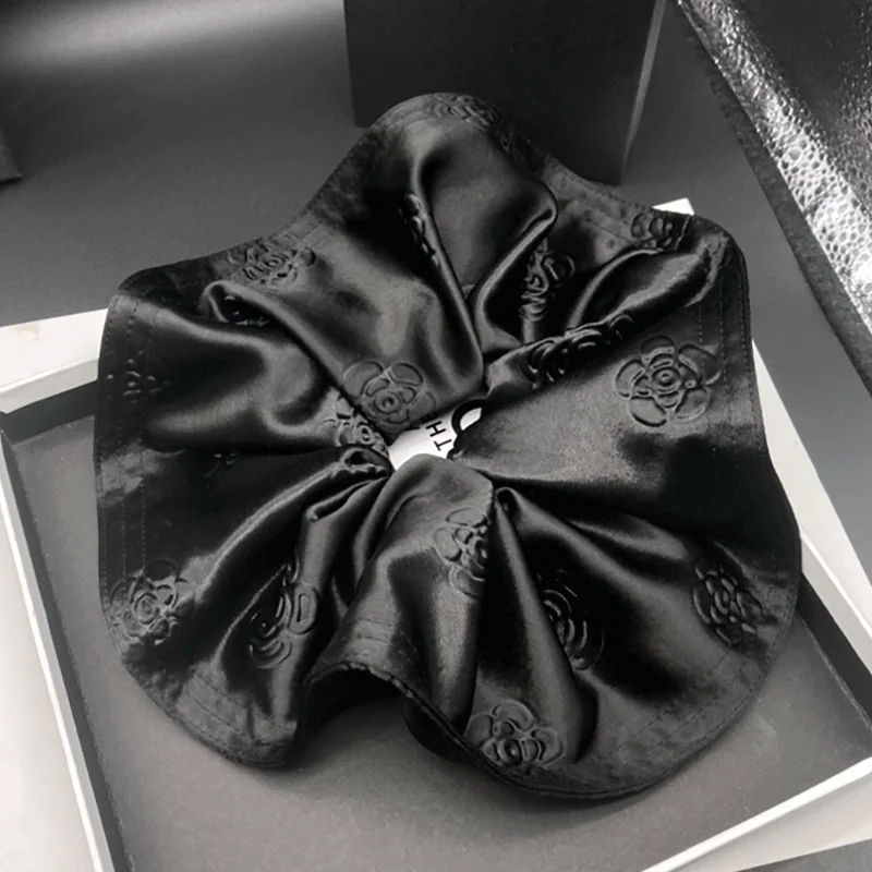 Bandeau pour cheveux en satin imprimé, style chinois moderne, grande taille, pour femmes, luxueux et élégant, pour queue de cheval basse.