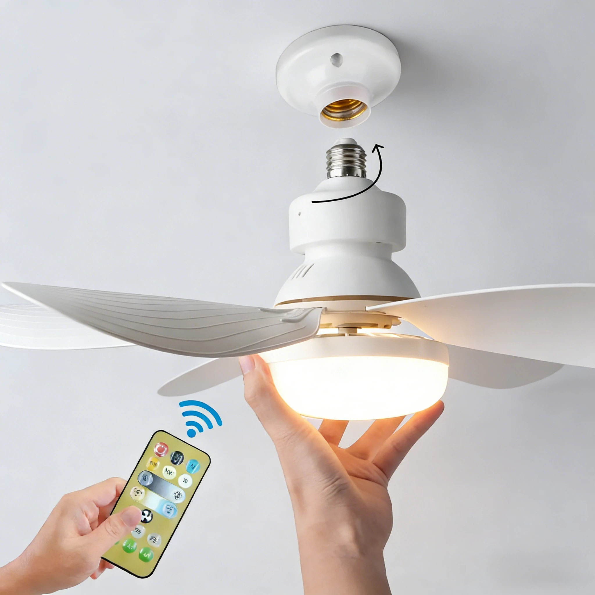 

Светодиодный потолочный вентилятор E27 с дистанционным управлением, 30 Вт, с функцией регулировки яркости, подходит для гостиной, кабинета и домашнего использования, 85-265 В.