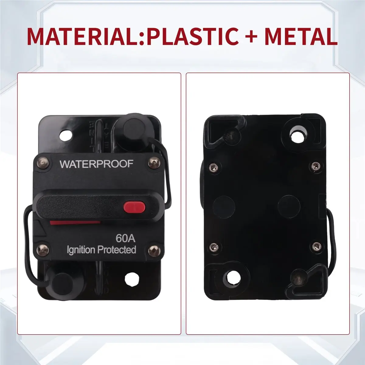 #37W (Black)Waterproof Circuit Breaker,With Manual Reset,12V-48V DC,60A,for Car,Industrial & Scientific