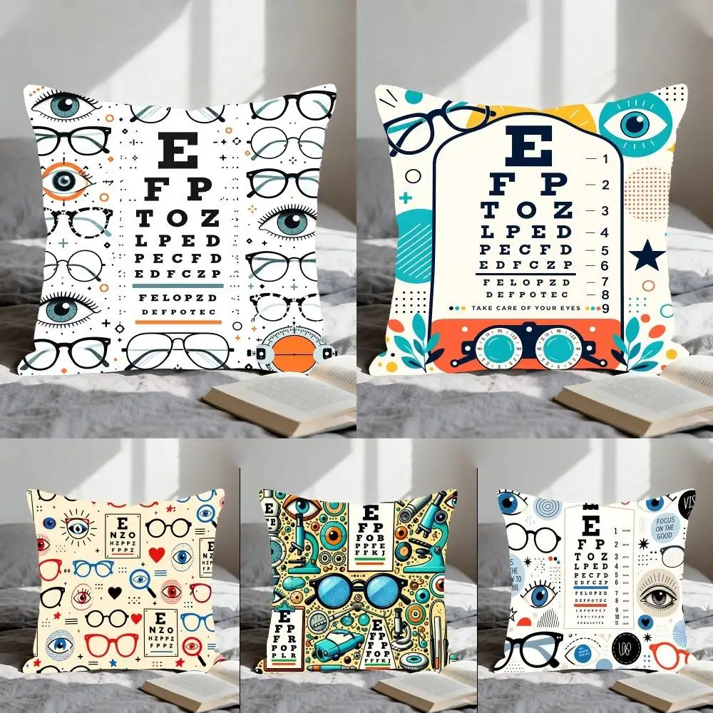 Features Eye Chart Pillow Case Pillow Cover Cushion Case For Sofa Couch Polyester Pillowcase For Fall Home Decor