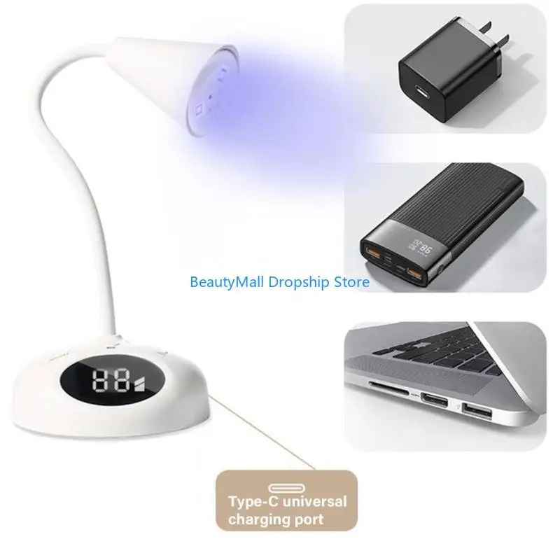 40JD 24W Luz uña para uñas gel Lámpara uñas flexible secadora uñas recargable secador uñas seco rápido secador