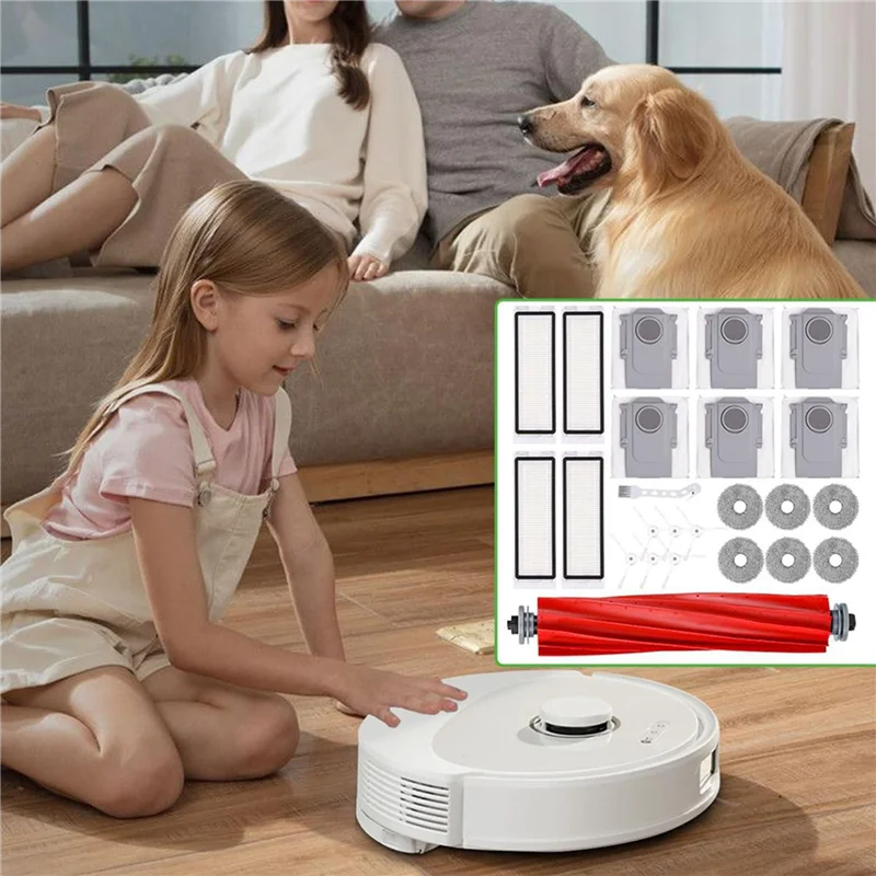 【Berserk】2 комплекта для робота-пылесоса Roborock Q Revo S/Q Revo Maxv/Q Revo Pro, основная боковая щетка, фильтры Hepa, тканевый мешок для швабры