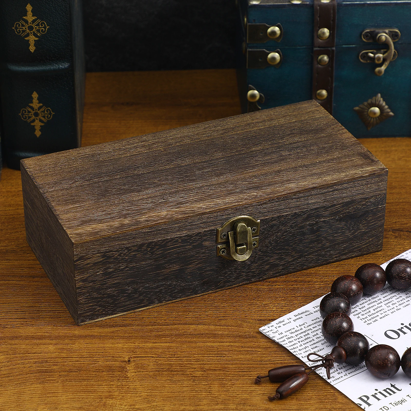 

Vintage Style Wooden Gift Box 1Pc for Jewelry Storage Bracelet Watch Organizer Delicate Keepsake Container Coffee Table Decor