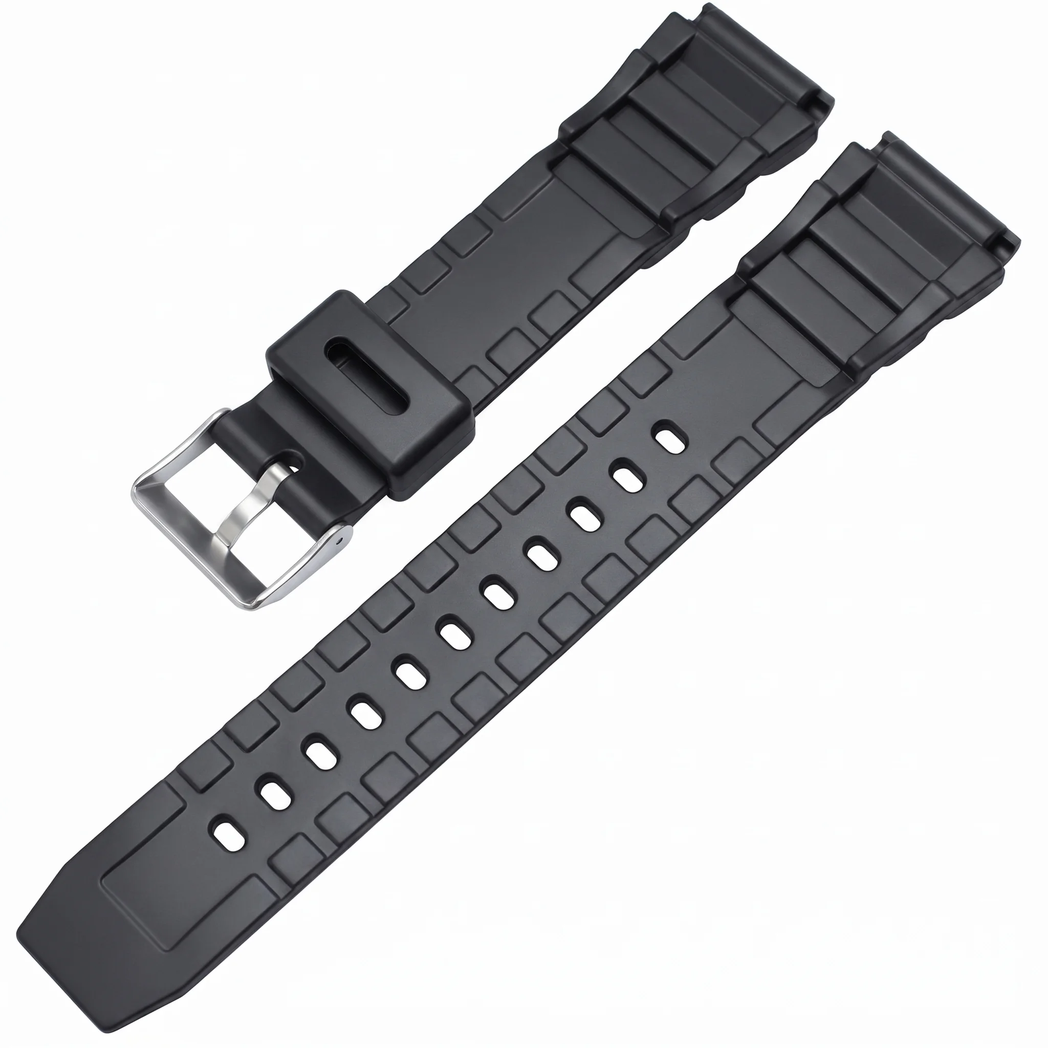 Rubber Watch Band Strap Sport Diving 18 20 22mm Men Silicone Bracelet With Silver Stainless Steel Metal Needle Buckle