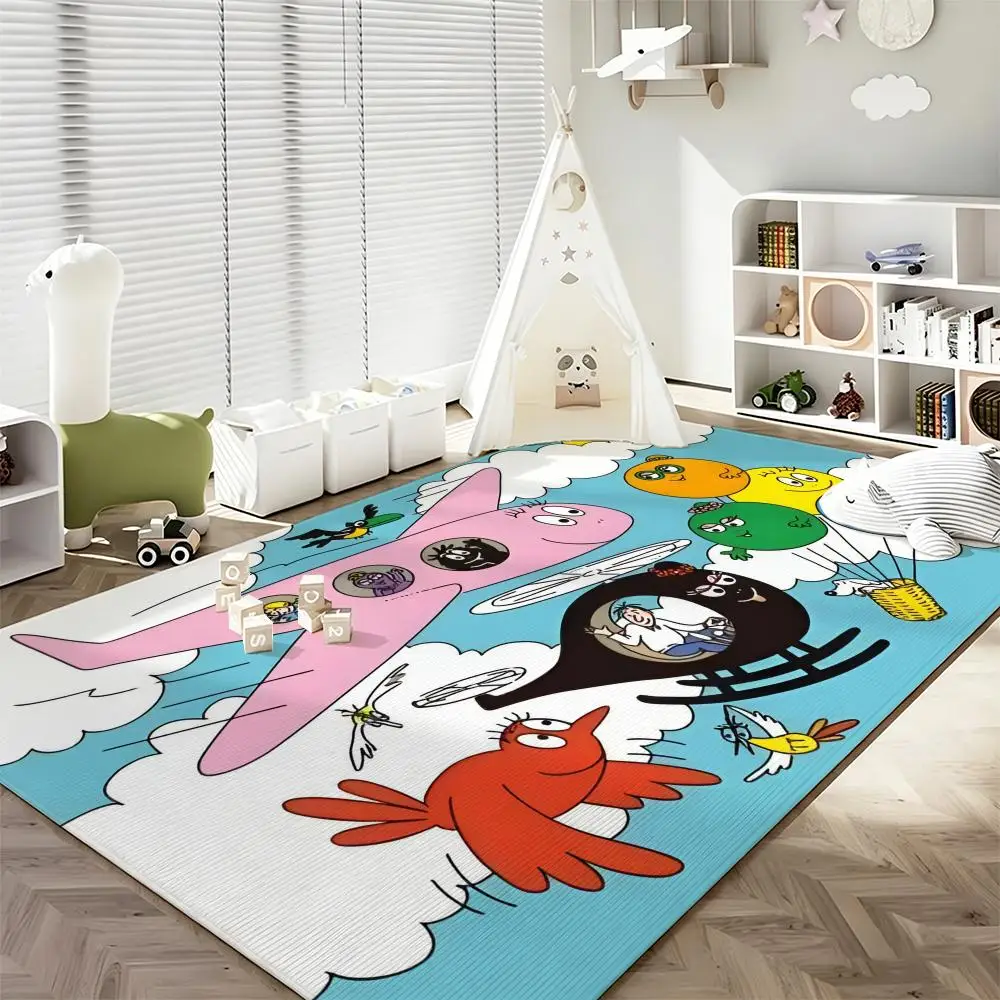 Cartoon B-Barbapapa Floor Mat Soft Flannel Entrance Door Mat Non Slip Absorbent Bathroom Bedroom Floor Rug