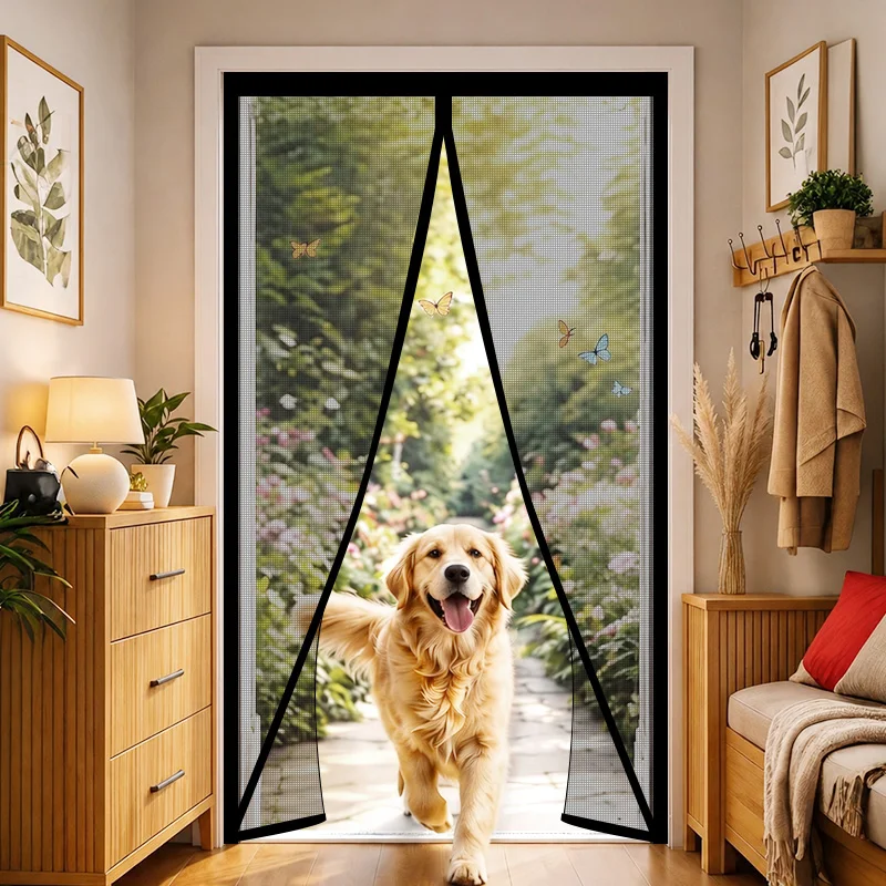 Summer Non-Drilled Black Sheer Door Style Bedroom Magnetic Thickened High-Definition Courtyard Mosquito-Proof Curtain