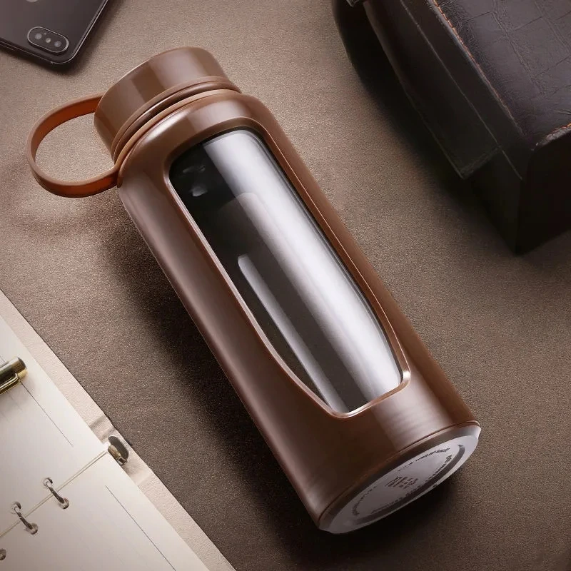 

1000Ml Glass Water Bottle Thermos Glass Flask Sport Bike Cup Double Bottom Glass Thermos