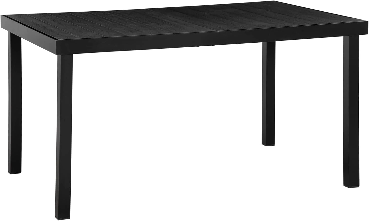 Outdoor Patio Dining Table, Rectangular Dinner Desk For Four Person Seating Area, Freestanding Weather Resistant Furniture With Wood Grain Metal Top, Modern Black, One Piece