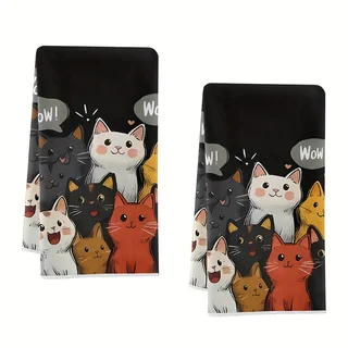2-Pack of Kitten-Themed Kitchen Towels, Dish Towels, Hand Towels, Kitchen Decor Towels, Neighbor Gifts, Sweet Housewarming Gifts for Friends, Mom Gifts, Friend Birthday Gifts.