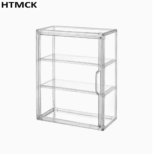 HTMCK 2 or 3 Tier Clear Acrylic Dustproof Display Cabinet, Desktop Storage Box for Figurines Doll Collectibles